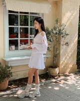 Shoulder Slit Ribbon Long Sleeve Knit (5color)