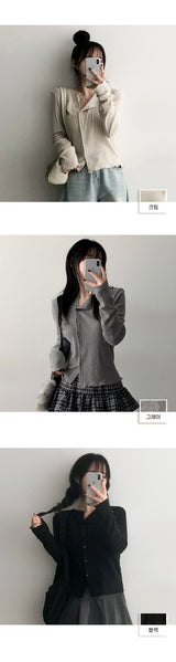 Shade Punching Pattern Snap Eyelet Cardigan