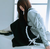 ribbon pleated skirt (black)