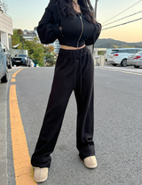 (ZIP-UP & PANTS SET!) 4 COLORS シックフリースクロップドトレーニングパンツ