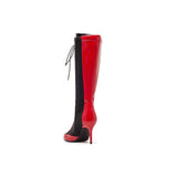 Boxing ツートンレースアップブーツヒール(Red)