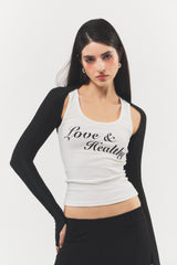 Love & Healthy Logo Sleeveless Top White