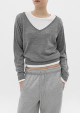 [B-BASIC] ワイドVネックニット (50% Wool)