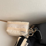 Clam Mini key ring round pouch _ Quilting cream