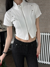 Chic stud half zip up(4color)