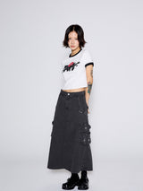 WASHED CARGO SKIRT / GRAY