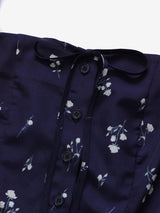 Ribbon square blouse (Navy)
