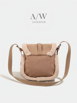 Suede Leather Fleece Poggle Bag Belted Women's Shoulder Bag Fleece Bag