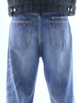 ICE BLUE HOT-FIX RHINESTONE CRINKLE WHISKER BOOTCUT JEANS