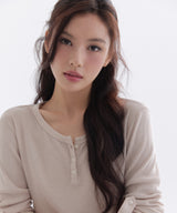 ANGORA CANVAS HENLEY WAFFLE T-SHIRT_TT6S214BE