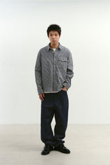 One Pocket Regular Check Shirt (Navy)