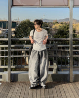 スリムフィットリブ UネックショートスリーブTシャツ