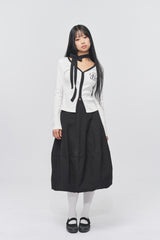 Logo Muffler V-neck Top White