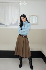 Black Royal Pleats Midi Skirt