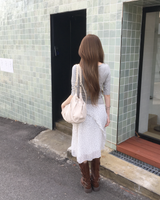 Dot frill midi skirt
