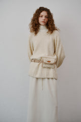 Boucle suede belt bag (Ivory)