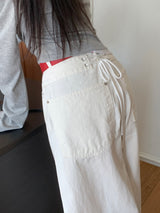 Mild Back Lace-Up Corset Balloon Wide Pants
