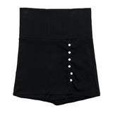 Color Block Button Folding Skirt Pants (3 colors)