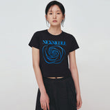 NICOLE ROSE PRINTING CROP TOP_BLACK BLUE