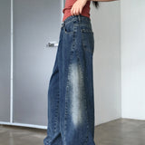 Surfy Side Slit Washed Balloon Fit Denim Pants