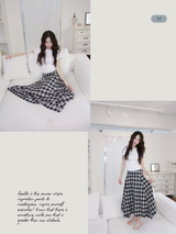 Black Checkered Unbalanced Long Skirt