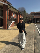 ラムスグレーカーゴカーブデニムパンツ