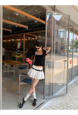 パンチングベルトホワイトAラインスカート(including belt)