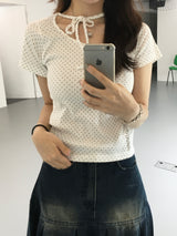 メリードットリボンクロップTシャツ (3c)