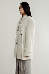 Fuzzy heavy wool coat, Light grey