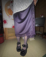 (3color) Silky Lace Long Skirt
