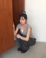 シュードドットスナップボタン半袖Tシャツ