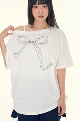 リボンアンバランスTシャツ