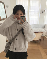 Alfo High Neck Button Knit Cardigan