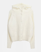 Sihan High-neck Angora hooded knit cardigan