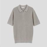 LMN Rainy Silket Hatch Semi Zip-Up Short Sleeve Knitwear (8 colors)