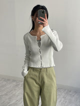 Ella Ribbed Frill Knit Cardigan