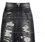ファンキー ダメージ ワイド デニムパンツ