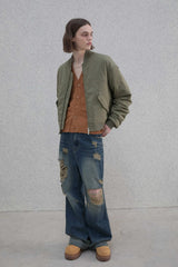 Retro damage wide denim