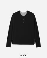 Rib Layered Henley Long Sleeve