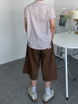 Diagonal Pocket Stitch Bermuda Pants
