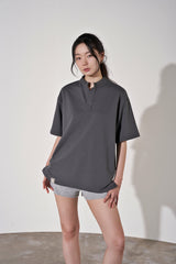 S-Cオープンヘンリーネック 1/2 TEE (Charcoal)