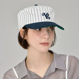 Leaf VZ Monogram Stripe Pillbox Cap / Navy