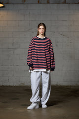 JERRY STRIPE OVERFIT LONG SLEEVE T-SHIRT / NAVY