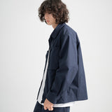 Poly Cotton Zip Shirts Jacket - NAVY