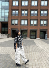 Unisex デイリーレトロチェッカード半袖シャツ