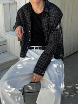 Thin crop check shirts(2color)