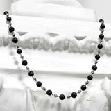 ss-Nature beads+ chain necklace_black