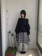 flared check skirt