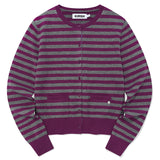 CHERRY STRIPE CARDIGAN [PURPLE]