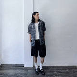 Mist Plaid Open-Collar Shirt